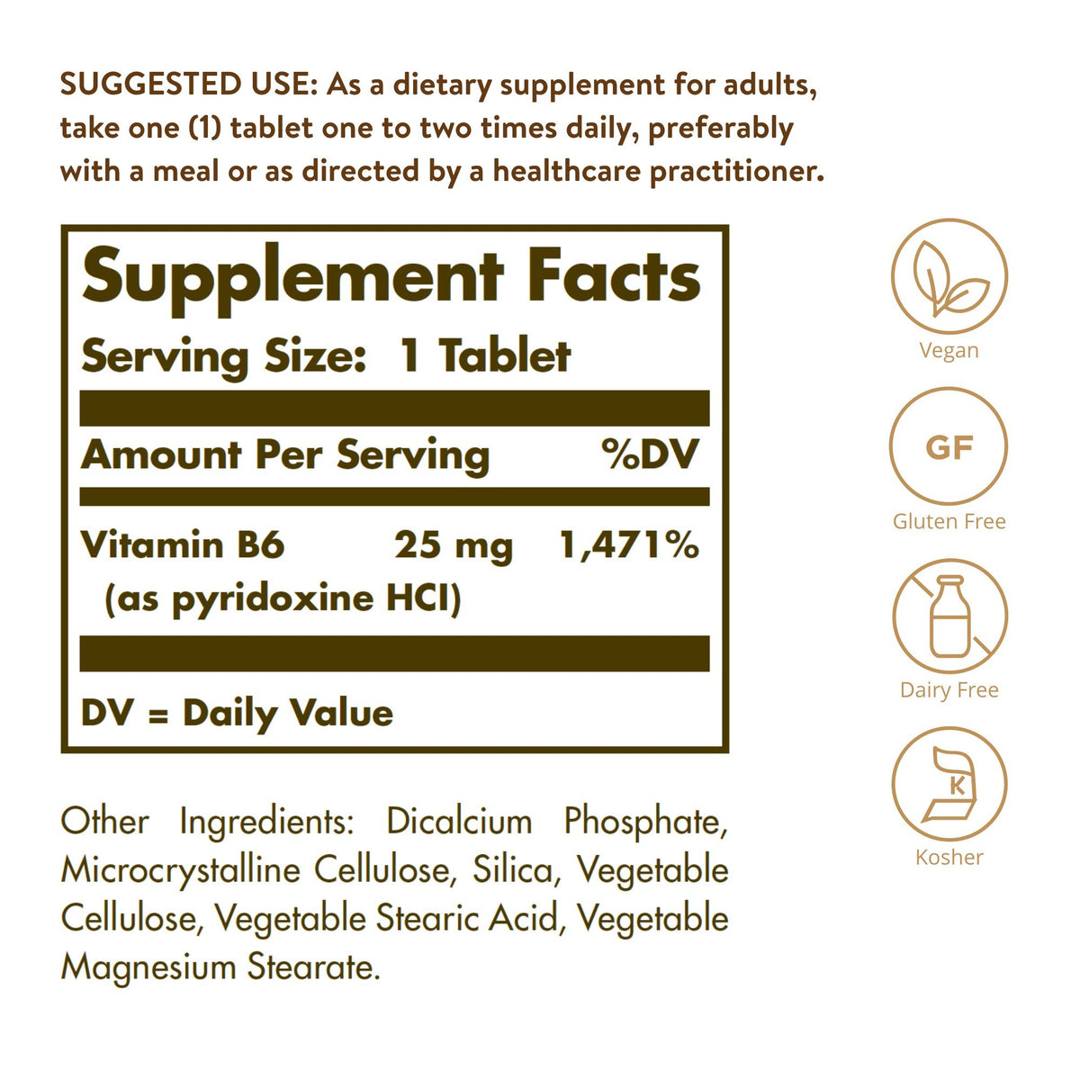 Solgar Vitamin B-6 25mg 100 Tablet