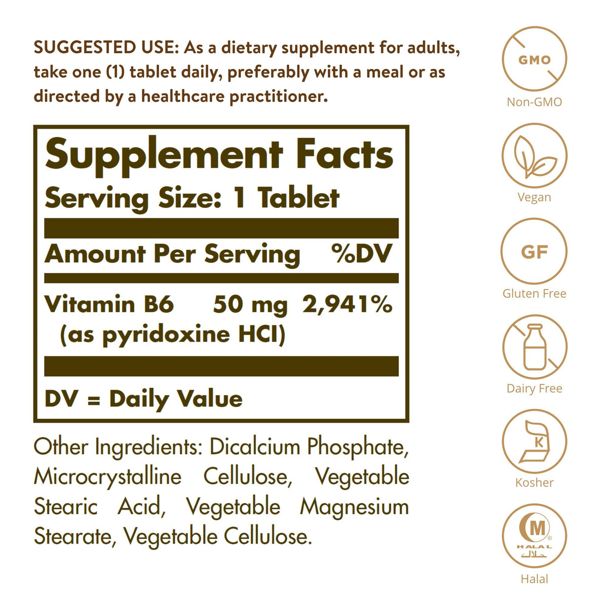 Solgar Vitamin B-6 50mg 100 Tablet