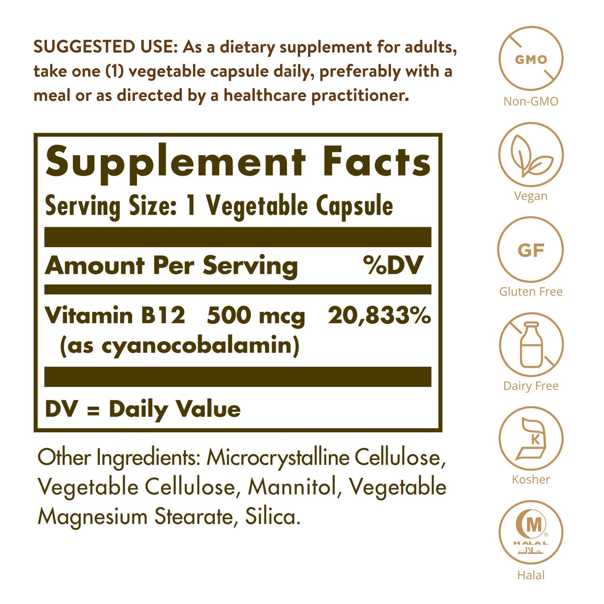 Solgar Vitamin B-12 500mcg 100 Capsule