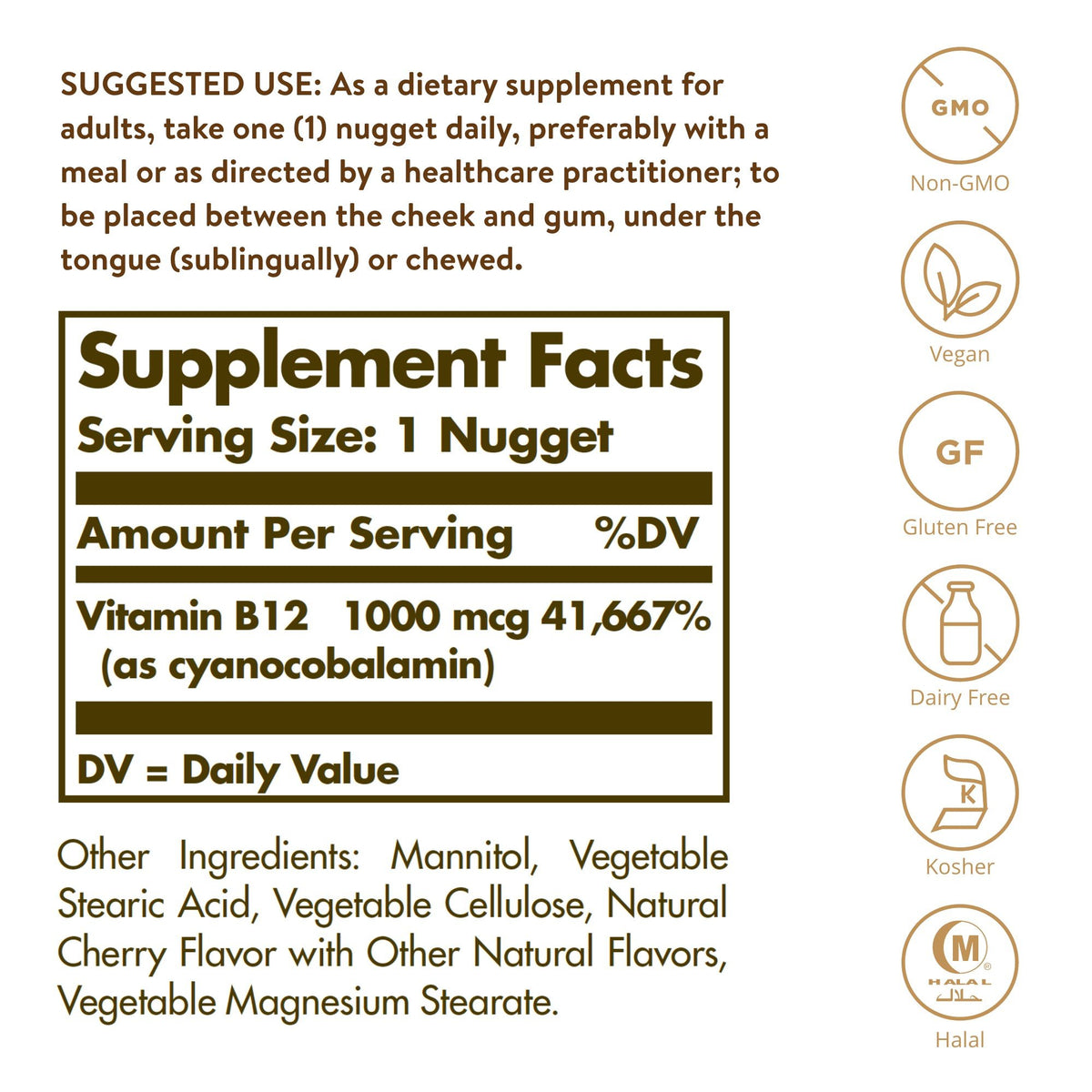 Solgar Vitamin B-12 1000mcg 100 Nuggets