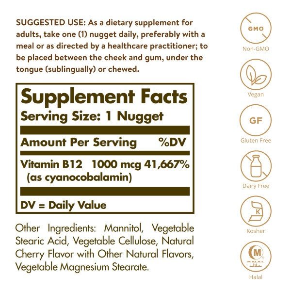 Solgar Vitamin B-12 1000mcg Nuggets 250 Lozenge