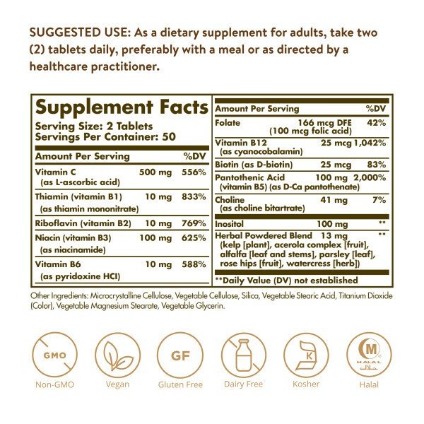 Solgar B-Complex With C Stress Formula 100 Tablet