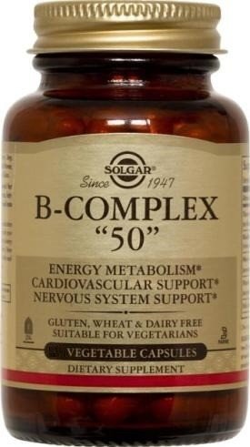 B-Complex "50" | Solgar | Vitamin B Complex | Energy Metabolism | Cardiovascular Support | Nervous System Support | Gluten Free | Wheat Free | Dairy Free | Vegetarian | Dietary Supplement | 250 VegCaps | Capsules | VitaminLife