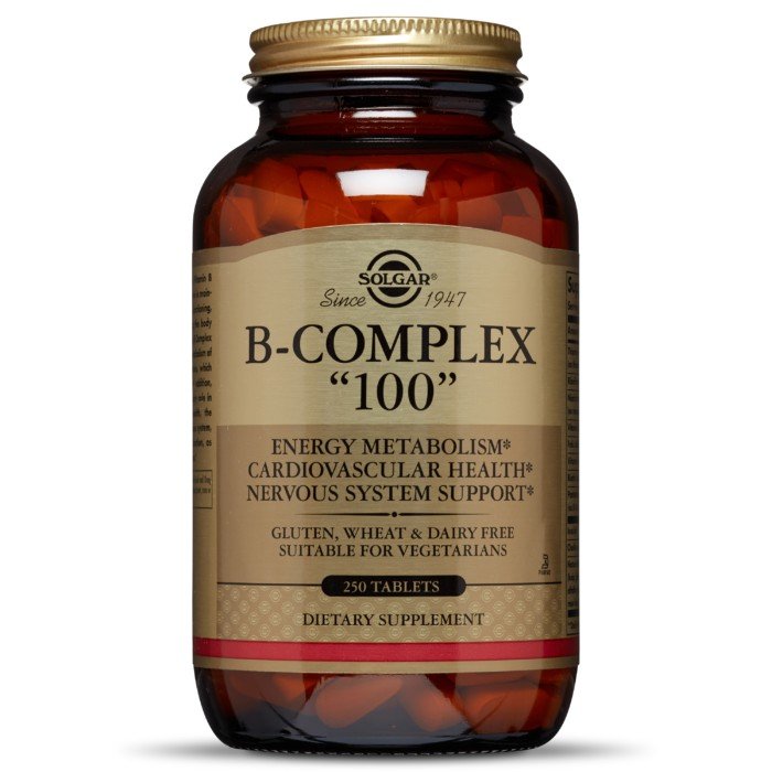 B-Complex &quot;100&quot; | Solgar | Energy Metabolism | Cardiovascular Health | Nervous System Support | Gluten Free | Wheat Free | Dairy Free | Vegetarian | Dietary Supplement | 250 Tablets