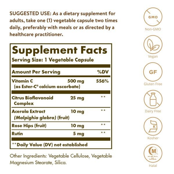 Solgar Ester-C Plus 500 mg Vitamin C 250 VegCap