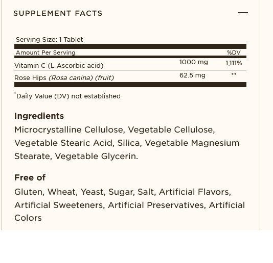 Solgar Vitamin C 1000mg With Rose Hips 250 Tablet