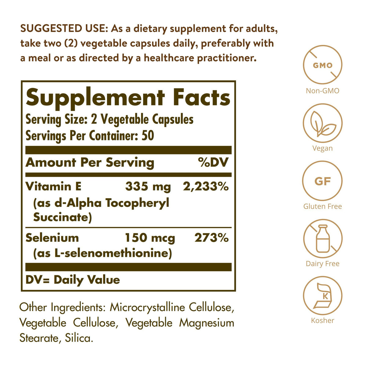 Solgar Vitamin E With Yeast Free Selenium 100 VegCap