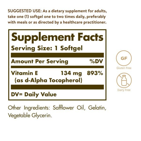 Solgar Vitamin E 200 IU Alpha 100 Softgel