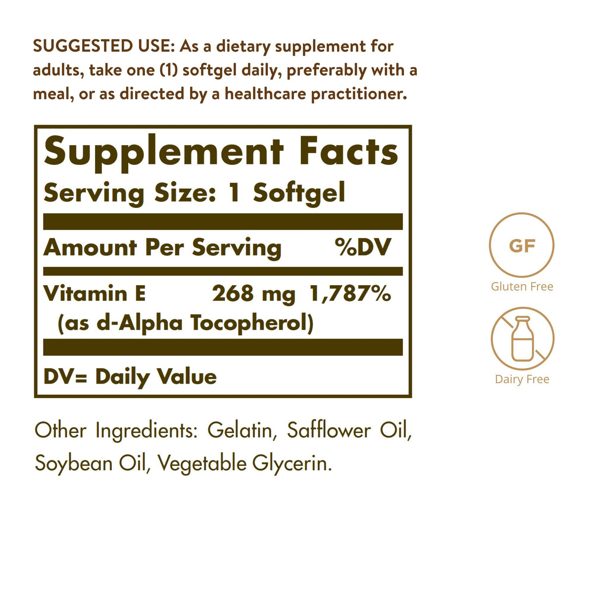 Solgar Vitamin E 400 IU Alpha 250 Softgel