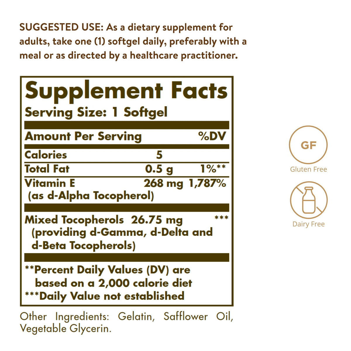 Solgar Vitamin E 268 mg ( 400 IU) Mixed 250 Softgel