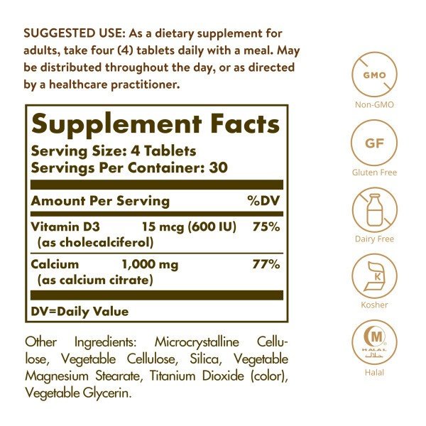 Solgar Calcium Citrate with Vitamin D 120 Tablet