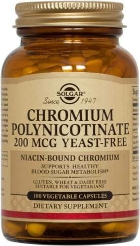 Solgar Chromium Polynicotinate 200 mcg Yeast-Free 100 VegCap