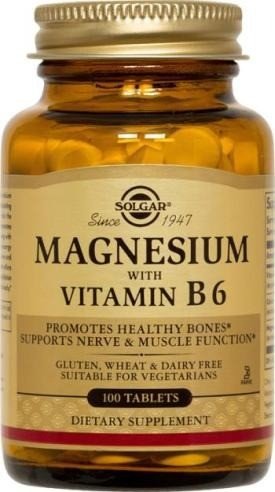 Magnesium | Solgar | Vitamin B6 | Bone Health | Nerve Function | Muscle Function | Gluten Free | Wheat Free | Dairy Free | Vegetarian | Dietary Supplement | 100 Tablets | VitaminLife