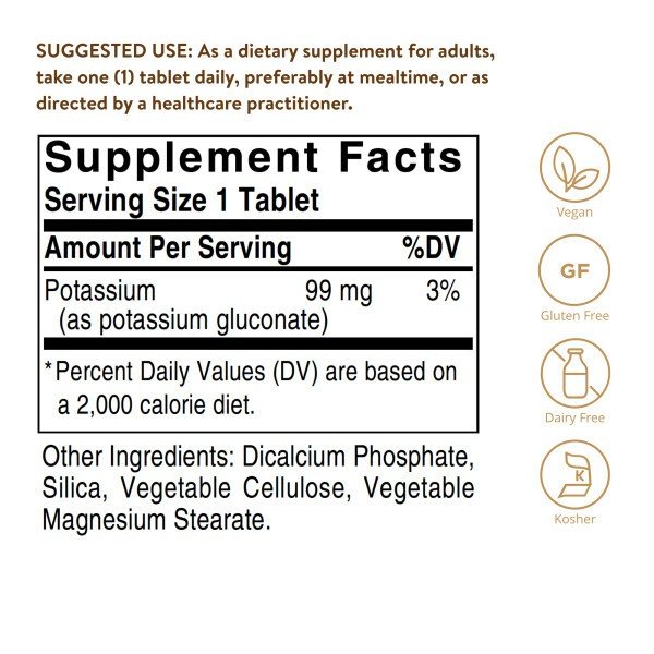 Solgar Potassium Gluconate 100 Tablet