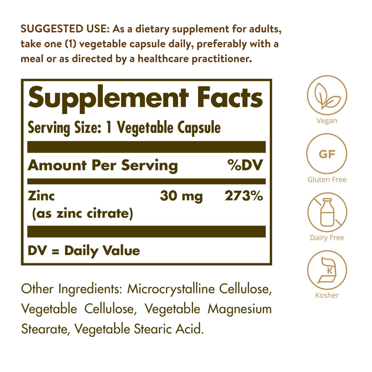 Solgar Zinc Citrate 30mg 100 Capsule