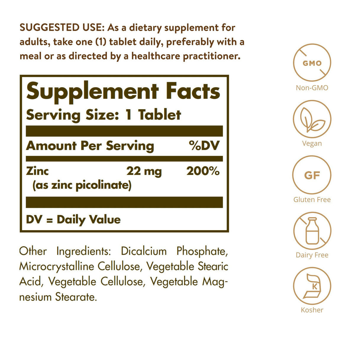 Solgar Zinc Picolinate 22mg 100 Tablet