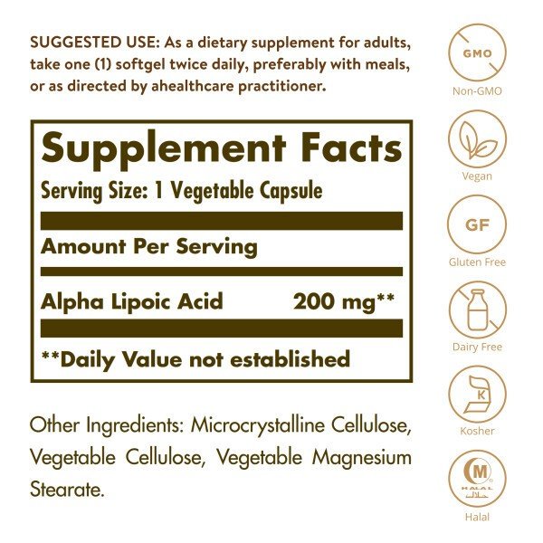 Solgar Alpha Lipoic Acid 200mg 50 VegCap