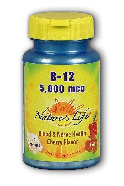 Natures Life Vitamin B-12 5000mcg Cherry Flavor - Vegetarian, Yeast-Free 50 Lozenge