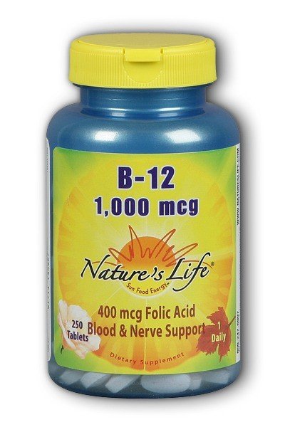 Natures Life Vitamin B-12 1000mcg - Vegetarian, Yeast-Free 250 Tablet