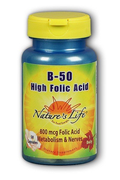 Natures Life High Folic Acid B-50 50 Capsule