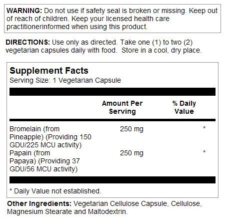 Natures Life Bromelain/Papain - Vegetarian 100 VegCap