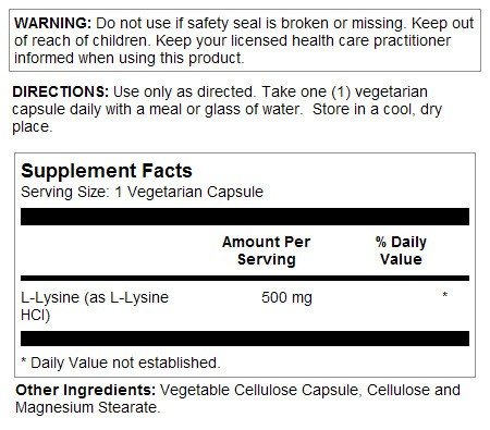 Natures Life L-Lysine 500mg 250 Capsule