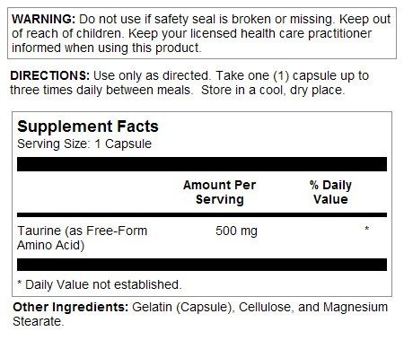 Natures Life Taurine 500mg 100 Capsule