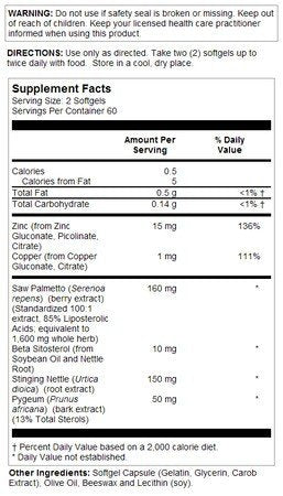 Natures Life Men&#39;s Formula 800+ Prostate Support 120 Softgel