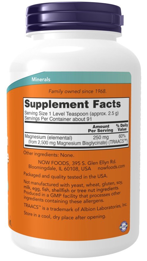 Now Foods Magnesium Bisglycinate Powder 8 oz Powder