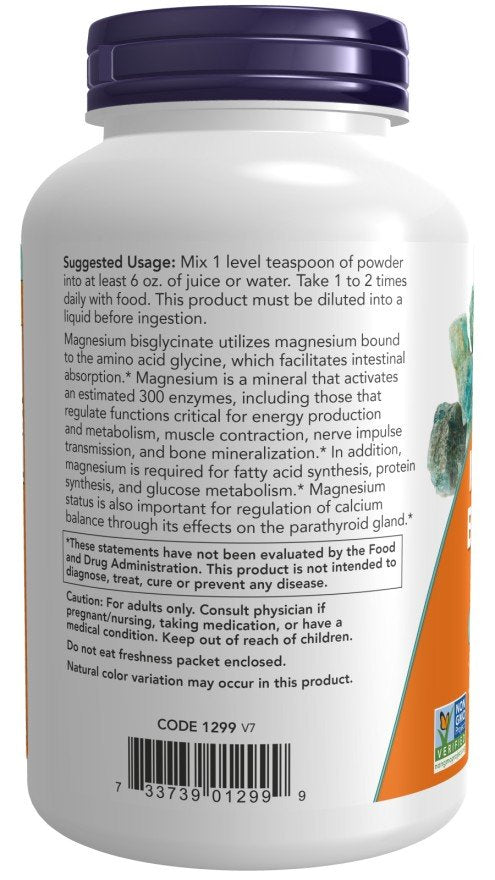 Now Foods Magnesium Bisglycinate Powder 8 oz Powder