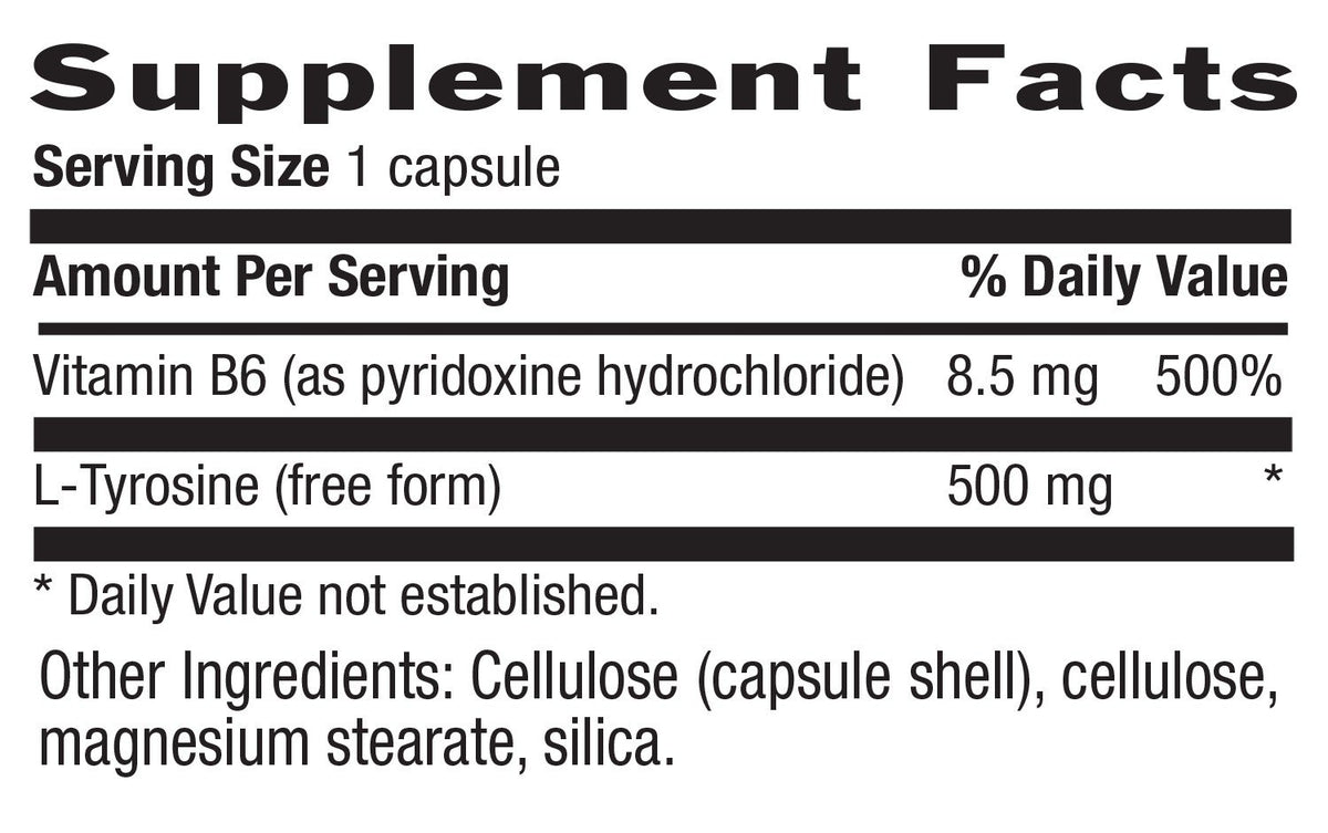 Country Life L-Tyrosine 500mg With B6 100 VegCap