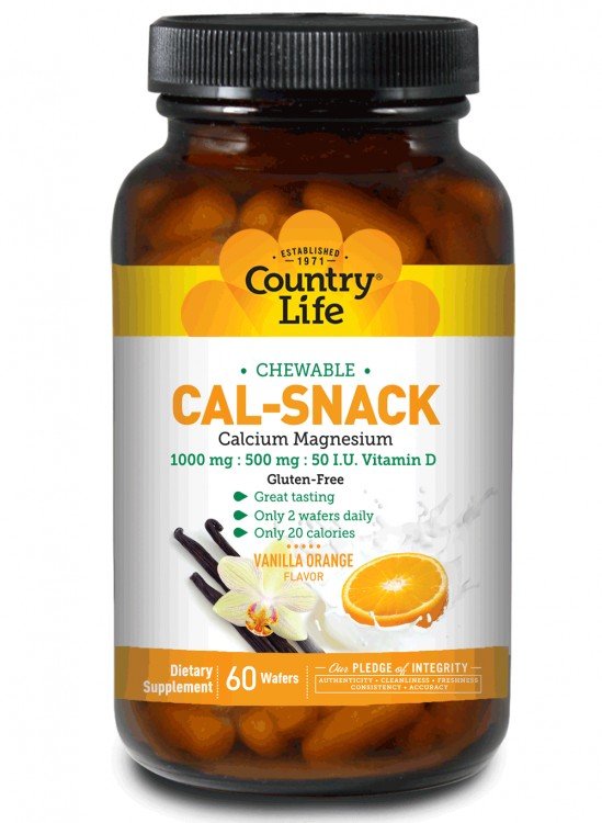 Country Life Cal Snack (Calcium w/Magnesium)-Vanilla/Orange 60 Chewable