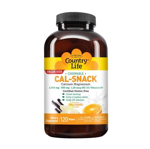 Country Life Cal Snack (Calcium w/Magnesium)-Vanilla/Orange 120 Chewable