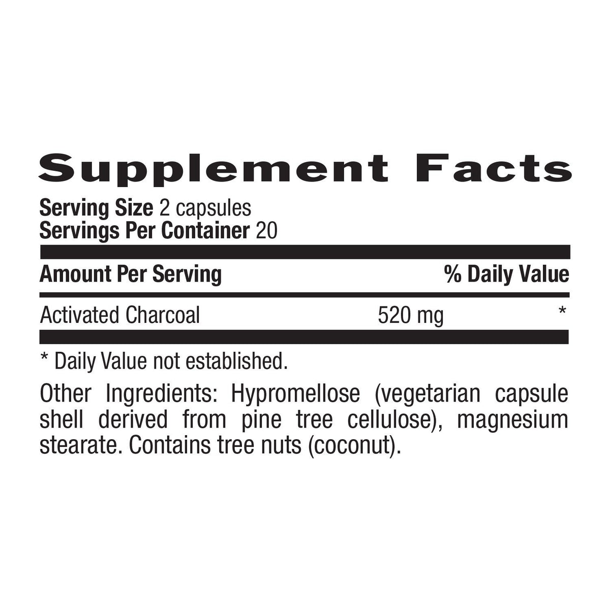 Country Life Activated Charcoal 260mg 100 VegCap