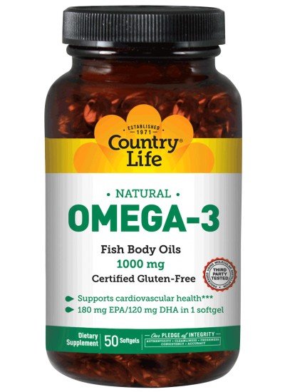 Country Life Omega-3 1000mg Fish Oil 50 Softgel