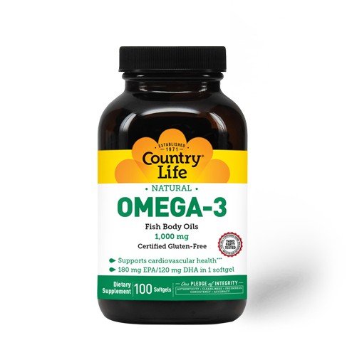 Country Life Omega-3 1000mg Fish Oil 100 Softgel