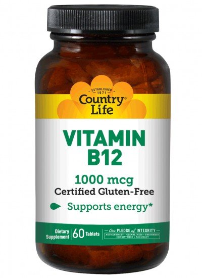 Vitamin B12 | Country Life | Supports Energy | Gluten Free | Dietary Supplement | 60 Tablets | VitaminLife