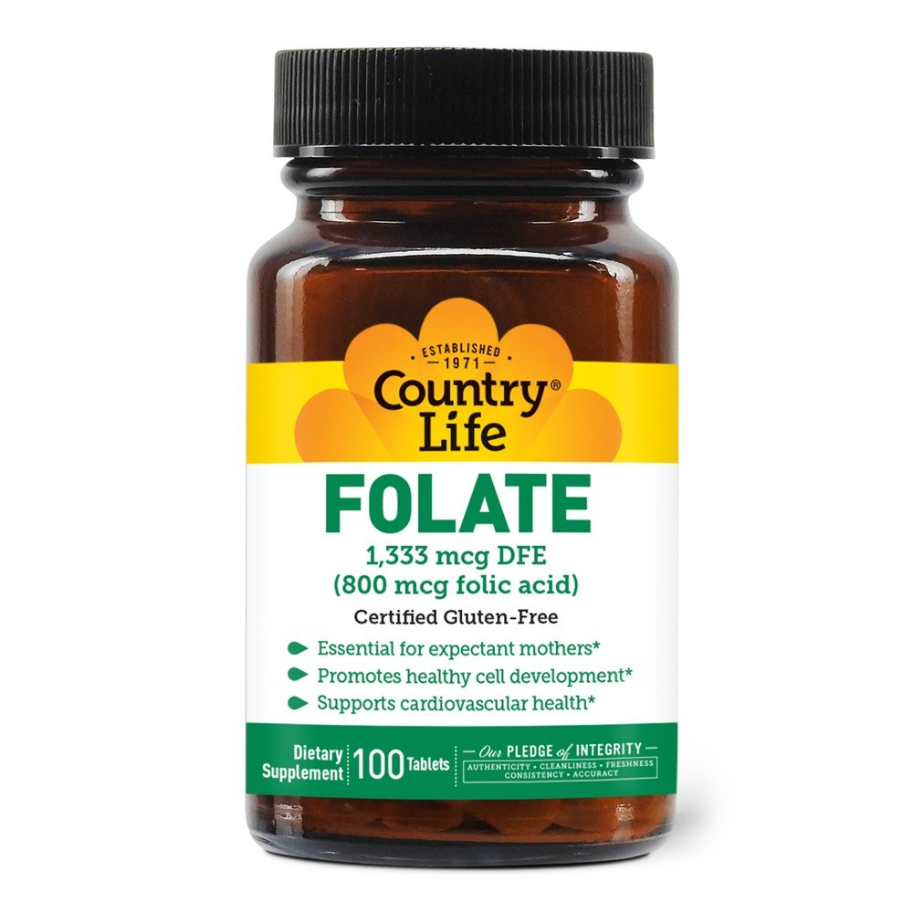 Country Life Folate 800 mcg Folic Acid 100 Tablet