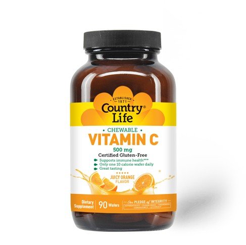 Country Life Vitamin C Wafer 500mg-Orange Juice Flavor 90 Chewable