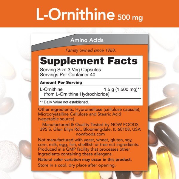 Now Foods Ornithine 500mg 120 Capsule