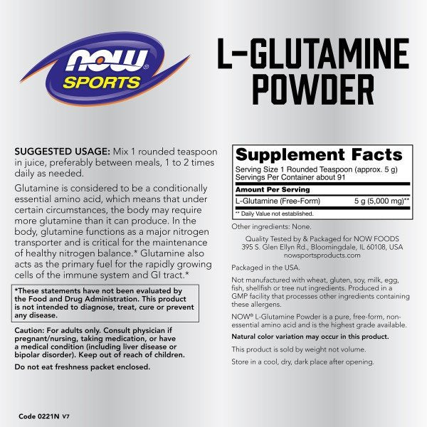 Now Foods Glutamine Pure Powder 1 lbs Powder