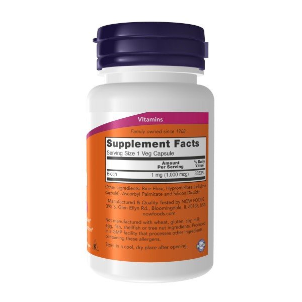 Now Foods Biotin 1000mcg 100 Capsule