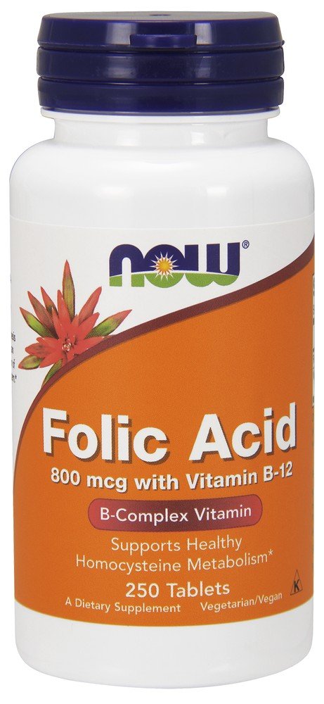 Now Foods Folic Acid with B12 800mcg 250 Tablet