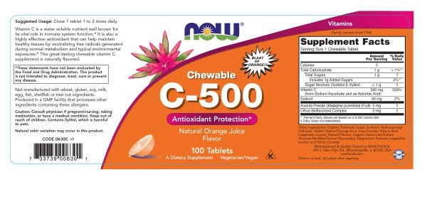 Now Foods C-500 Chew Orange 100 Chewable