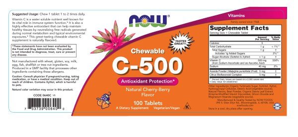 Now Foods C-500 Chew Cherry 100 Chewable