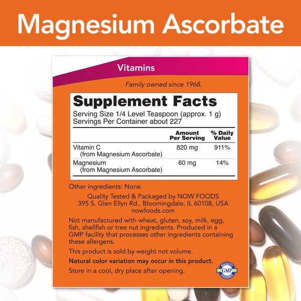 Now Foods Magnesium Ascorbate Powder 8 oz Powder