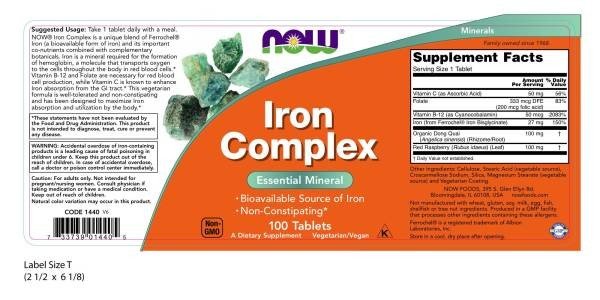 Now Foods Iron Complex 100 Tablet