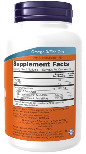 Now Foods DHA-250 500mg 120 Softgel