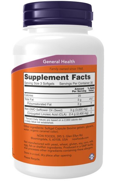 Now Foods CLA (Conjugated Linoleic Acid) 800 mg 90 Softgel