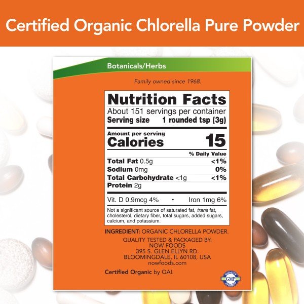 Now Foods Chlorella Powder 1 lbs Powder